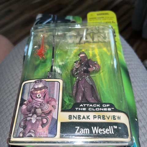 2001 Kenner Hasbro Star Wars Attack of the Clones Zam Wesell Figure AOTC NEW Cover