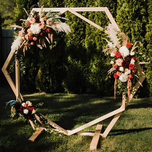 Luxus Hochzeit Bogen Holz Hintergrund Blumen Rahmen Traubogen Hexagon Ständer - Bild 1 von 11