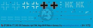 Peddinghaus 1/72 Heinkel He 177 A-3 "Helga" Markings 2./KG 100 Chateaudun 2800 - Picture 1 of 1