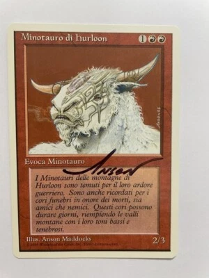 MTG ARTIST PROOF ITALIAN 4TH EDITION HURLOON MINOTAUR ANSON MADDOCKS CREATURE - Image 1 of 4