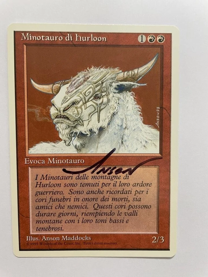 MTG ARTIST PROOF ITALIAN 4TH EDITION HURLOON MINOTAUR ANSON MADDOCKS CREATURE - Image 1 of 4