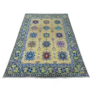 5'x6'9" Old Gold All Natural Wool Fusion Kazak Hand Knotted Oriental Rug G89231 - Picture 1 of 6