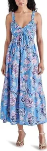 NWT Steve Madden Eliora Floral Tiered Cotton Sundress Blue SIZE XL/100%AUTHENTIC - Picture 1 of 3
