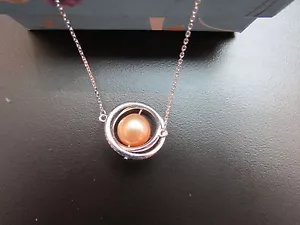 Planet: Collar Colgante Rosa Natural Cristal Perla de Agua Dulce 925 16' de Plata - Imagen 1 de 1