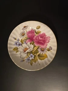 Royale Garden 6 1/2" Saucer England Bone China Pink Roses Floral Gold Trimmed  - Picture 1 of 2