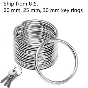 Premium Pack 20/25/30 mm Key Rings Chains Split Ring Hoop Metal Steel in Silver