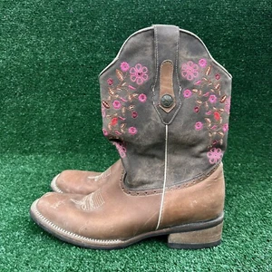 Verthali Exotic Flowers Cowgirl Boots Rodeo Brown Western Leather Womens 10 Read - Picture 1 of 10