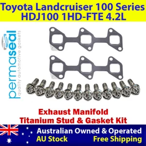 Permaseal Exhaust Manifold Titanium Studs&Gasket For Toyota Landcruiser 100 4.2L - Picture 1 of 5