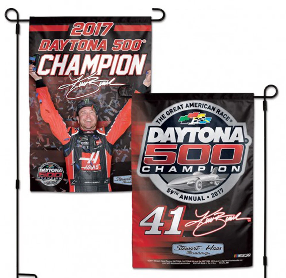 Kurt Busch #41 Double Sided NASCAR Garden Flag 2017 Daytona 500 12.5" X 18" - Image 1 of 1