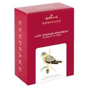 HALLMARK 2021 "LADY EVENING GROSBEAK" THE BEAUTY OF BIRDS SERIES ORNAMENT - Picture 1 of 1