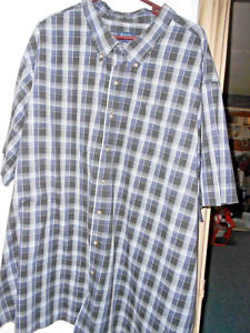 HARBOR BAY CHECKERED PATTERN BLUE and WHITE SHORT SLEEVE shirt  5XL   NWOT