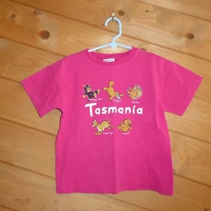 Tasmania Pink Animals Girls T-shirt Tee Short Sleeve Casual 100% Cotton - Picture 1 of 8