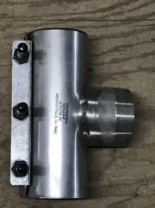 POWERSEAL 3425 4” x 4” Stainless Steel Tap Saddle, 4.13” CTS OD X 4” MNPT OUTLET - Picture 1 of 11