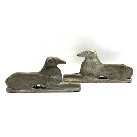 2 Vintage Cast Aluminum Hurricane Gate Fence Top Finial Dog Wolf Hound  Borzoi Cover