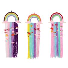 Hand-Woven Rainbow Hair Holder Wall Home Decor for Girl Room