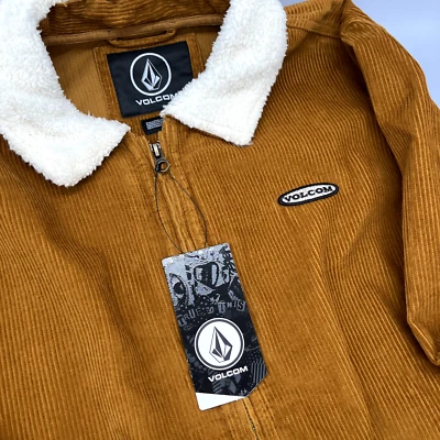 M - Volcom Halecrest Jacket Corduroy Sherpa Collar Mens M Full-Zip Brown $90 - Image 1 of 4