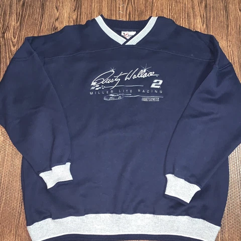 Vintage Rusty Wallace #2 Nascar Chase Authentics Sweatshirt Mens Large Warm Cover