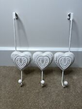 Laura Ashley Mabel Over Door Heart Hooks Shabby Chic White Wood Metal Country