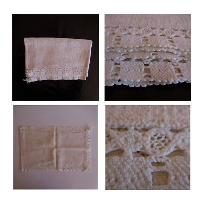 Napperon chemin de table rectangle lin fait main textile crochet art déco N3520 - Photo 1/4