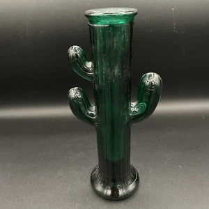 Vaso vintage Saguaro Cactus Bud - 8 pollici vetro verde deserto sud-ovest - Foto 1 di 9