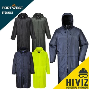 Mens Long Waterproof Hooded Lightweight Rain Coat Outdoor Jacket Packaway Work - Picture 1 of 7