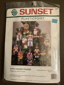 1989 Sunset PlasticPoint Kit #19003 Happy Holiday Figuren 12 Ornamente Neu - Bild 1 von 4