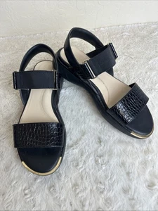 Cole Haan Grand Ambition Sz 6 B Carmel Flat Sandals Slingback Black - Afbeelding 1 van 8