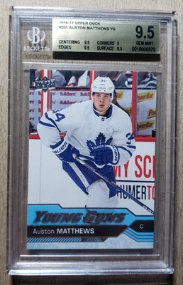 2016-17 Upper Deck Young Guns Auston Matthews RC BGS 9.5 Maple Leafs Rookie #201 - Image 1 of 2
