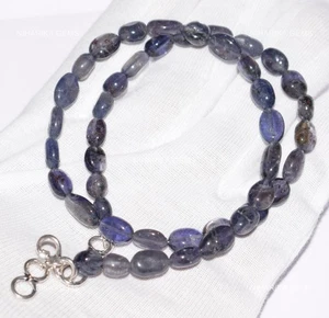 Collar único de compromiso con cuentas de esposa de piedras preciosas ovaladas de iolita de plata de ley 925 - Imagen 1 de 11