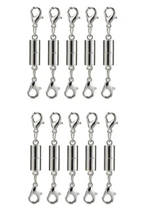 10 Pack of Silver Magnetic Lobster Clasp Jewelry Necklace Bracelet - Picture 1 of 6