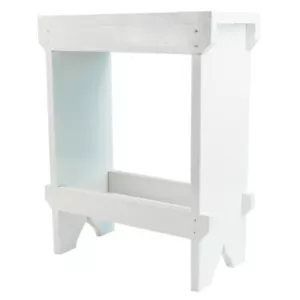 Retro Handmade Wooden Bar Stool High Shabby Chic Rectangle Seat Bench White - Picture 1 of 4