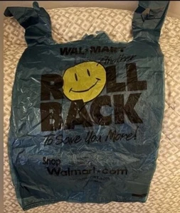 Vintage Collectibles Wal Mart Blue Yellow Smiley Face Bags 3 Set Year Of 2001 - Picture 1 of 10