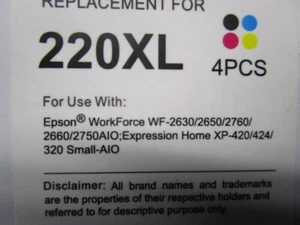 4 PACK 220XL Ink Cartridge Replacement for Epson WF-2760 WF-2750 XP-420 - Picture 1 of 3