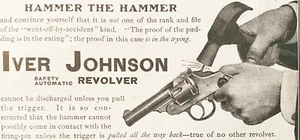 Revólver Hammer the IVER JOHNSON automático armas de fuego arma de colección 1906 anuncio impreso - Imagen 1 de 2