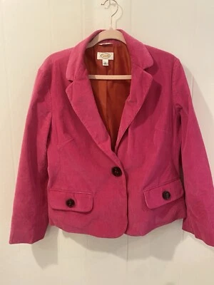 VINTAGE TALBOTS CORDUROY Barbie PINK ONE BUTTON CLOSURE BLAZER JACKET SIZE 16 - Image 1 of 4