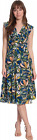 London Times Women's Ruffle Framed V-Neck Fit and Flare Dress 