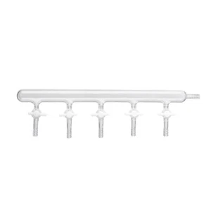 Single Row Vacuum Gas Distributor Glass Manifold W/ PTFE Stopcock Lab Glassware - Picture 1 of 4