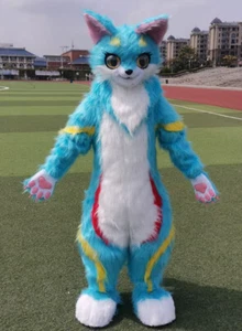 Long Fur Husky Dog Fox Mascot Costume Fursuit Halloween Suit Cosplay 437# - Picture 1 of 4