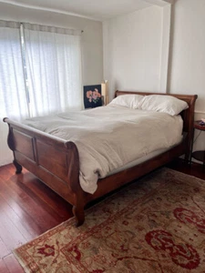 Ethan Allen Queen Sleigh Bed #26-5611-5 #236 Fruitwood Birch 1988 - Picture 1 of 7