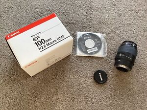 CANON EF 100mm f/2.8 MACRO USM CAMERA LENS BOXED WITH DISC