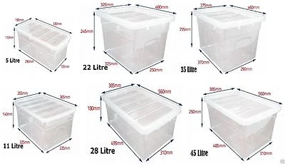 Transparent Clear Plastic Storage Box Boxes Lid Home Stackable Food Save Storer - Image 1 of 4