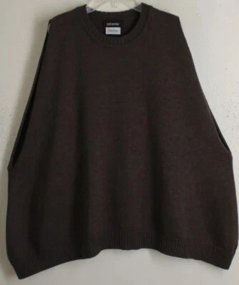 Eskandar O/S OLIVE GREEN + Brown Boxy 27"Long Crewneck Sweater Vest WOOL - Image 1 of 4