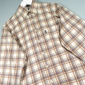 Aquascutum Shirt Men Medium Brown Beige Nova Check Plaid Long Sleeve Button Down - Picture 1 of 18