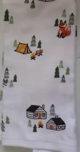 TIENDAS DE CAMPAÑA COMPLETAS SIN CORTAR CABAÑAS DE ÁRBOLES Toalla de cocina de algodón con estampado - Imagen 1 de 1