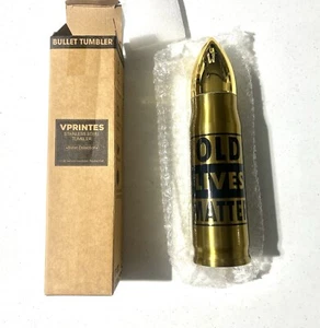 Old Lives Matter Gold Bullet Thermos Water Bottle Shell Ammo Funny Gag Gift New - Picture 1 of 6