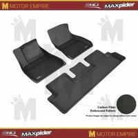 For 17-19 Tesla Model 3 Floor Mats 1st 2nd Row Liners Kagu Black 3D Maxpider