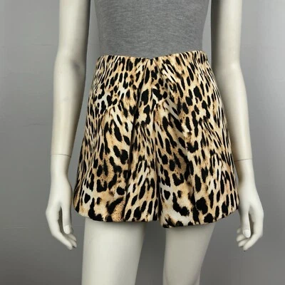 Finders Keepers Size M, 12 Pleated Short Shorts Leopard Print Pockets Lined Wome - Imagem 1 de 4