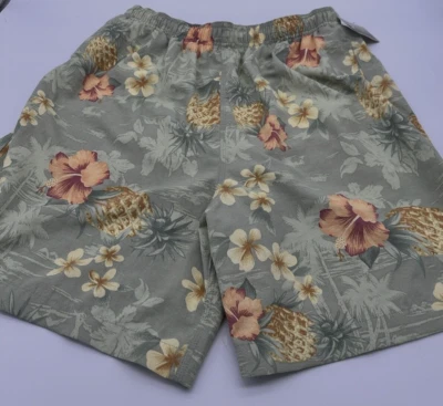 Break Water Mens Boardshorts/Trunks Green/Orange Florals Mesh Liner Pockets Sz L - Image 1 of 4