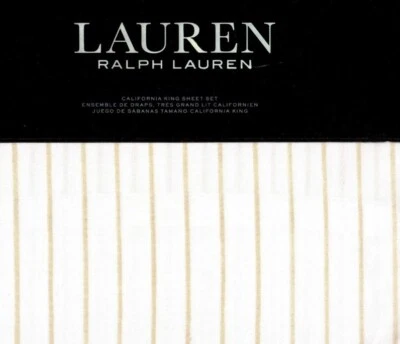 Brand New Ralph Lauren California King Sheet Set Stripe Color Tan