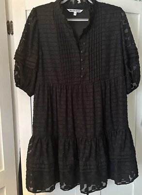 Vestido Walter Baker Elia Negro Talla Grande Babydoll Puff Manga Corta Foto 1 de 4